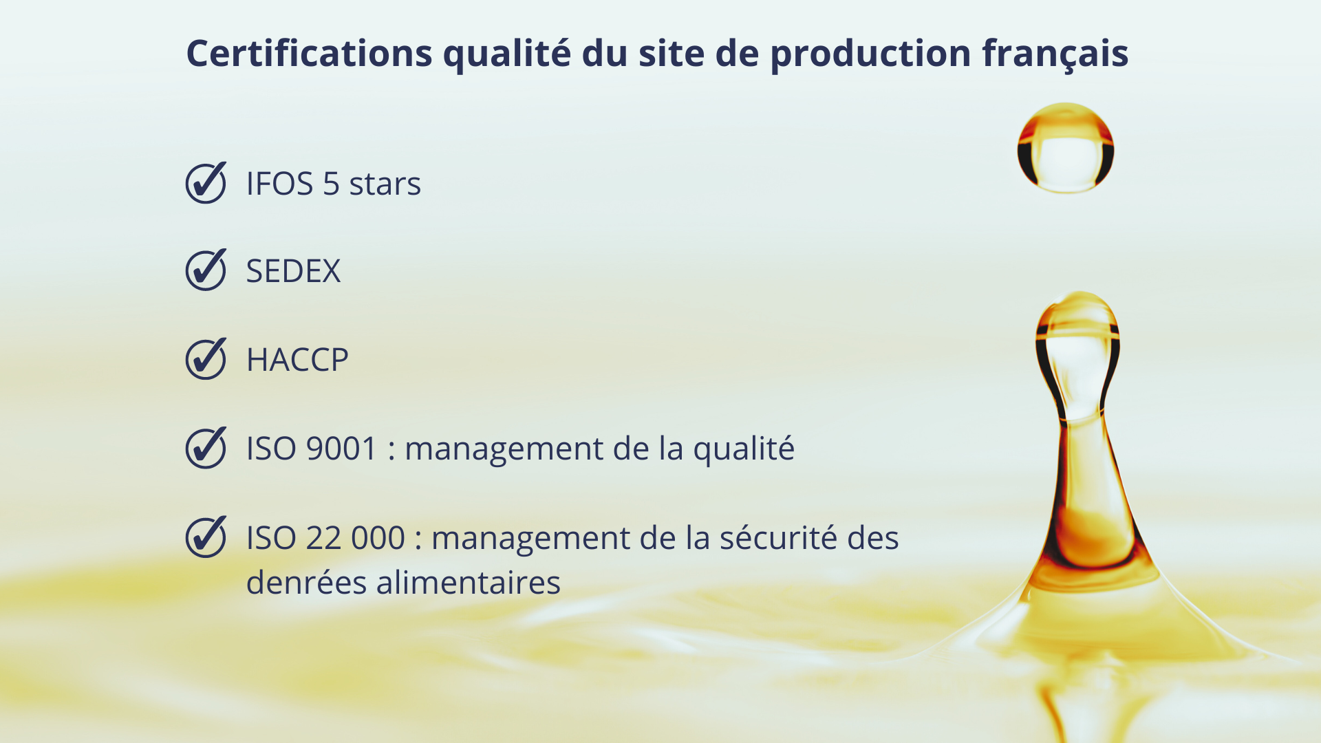 Une huile produite dans un site avec beaucoup de certificat de qualité